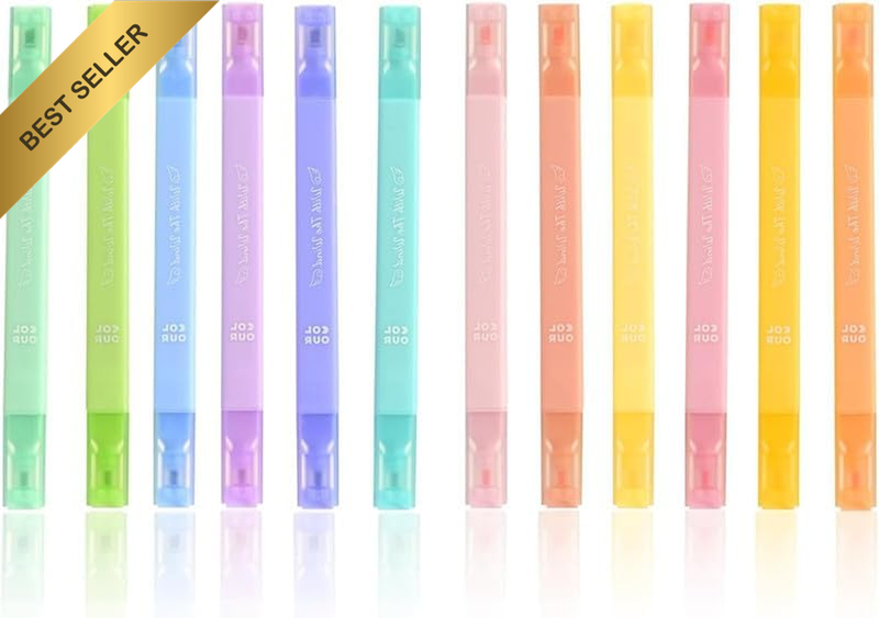 12Pcs Pastel Highlighters No Bleed Quick Dry Gel Pens