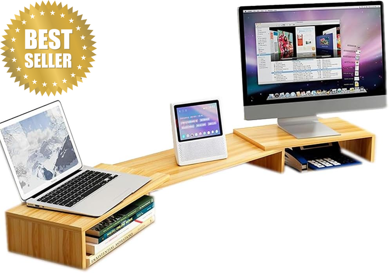 Corner Monitor Stand, Expandable Desktop Monitor Stand, 3 Monitor Stand Riser wi