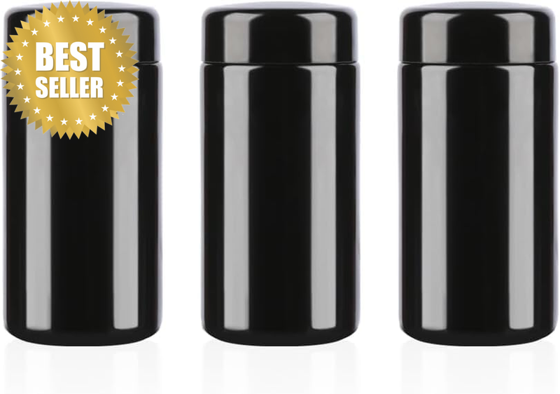 Black Glass Jar with Lid, 100Ml Airtight Smell Proof Container, Refillable Viole