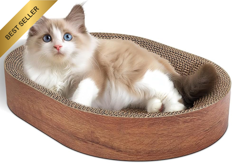 Cat Scratching Board for Indoor Cats, Cardboard Cat Scratch Pad Oval Cat Scratch
