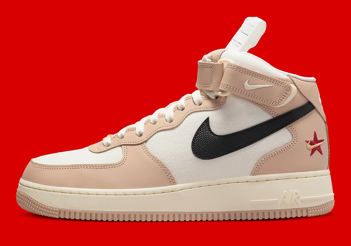 

Мужские кроссовки Nike Air Force 1 Mid Pale Ivory and Shimmer/Izakaya DX2938-200 US6-12, Бежевый, Nike Air Force 1 Mid