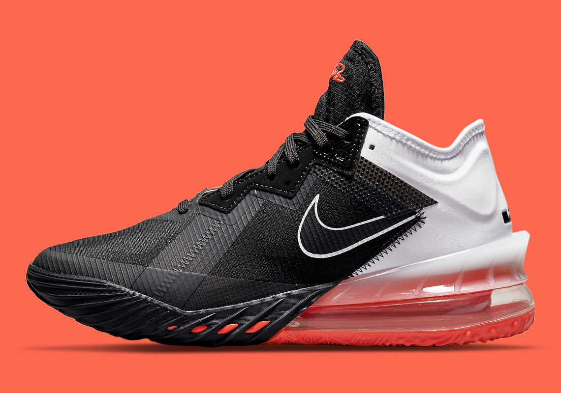 

Nike LeBron XVIII 18 Low Black White Crimson Red Basketball CV7562-002 Мужские размеры, Черный, Nike LeBron 18