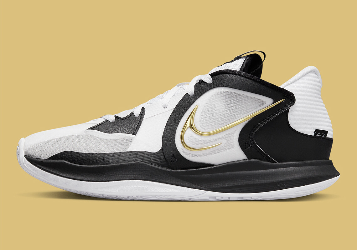 

Мужские баскетбольные мячи Nike Kyrie Irving Low 5 White Metallic Gold Black DJ6012-101, Белый, Nike Kyrie Infinity