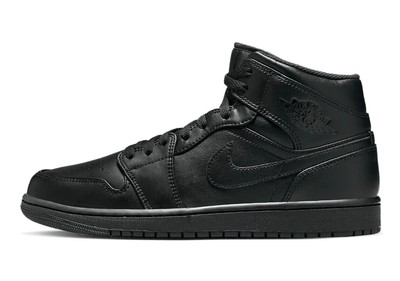 

Мужские кроссовки Jordan 1 Mid Black/Black-Black (554724 093
