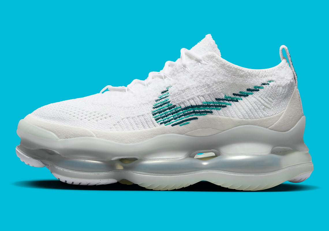 

Мужские новые кроссовки Nike Air Max Scorpion Flyknit White Teal DJ4701-100, Белый, Nike Air Max Scorpion