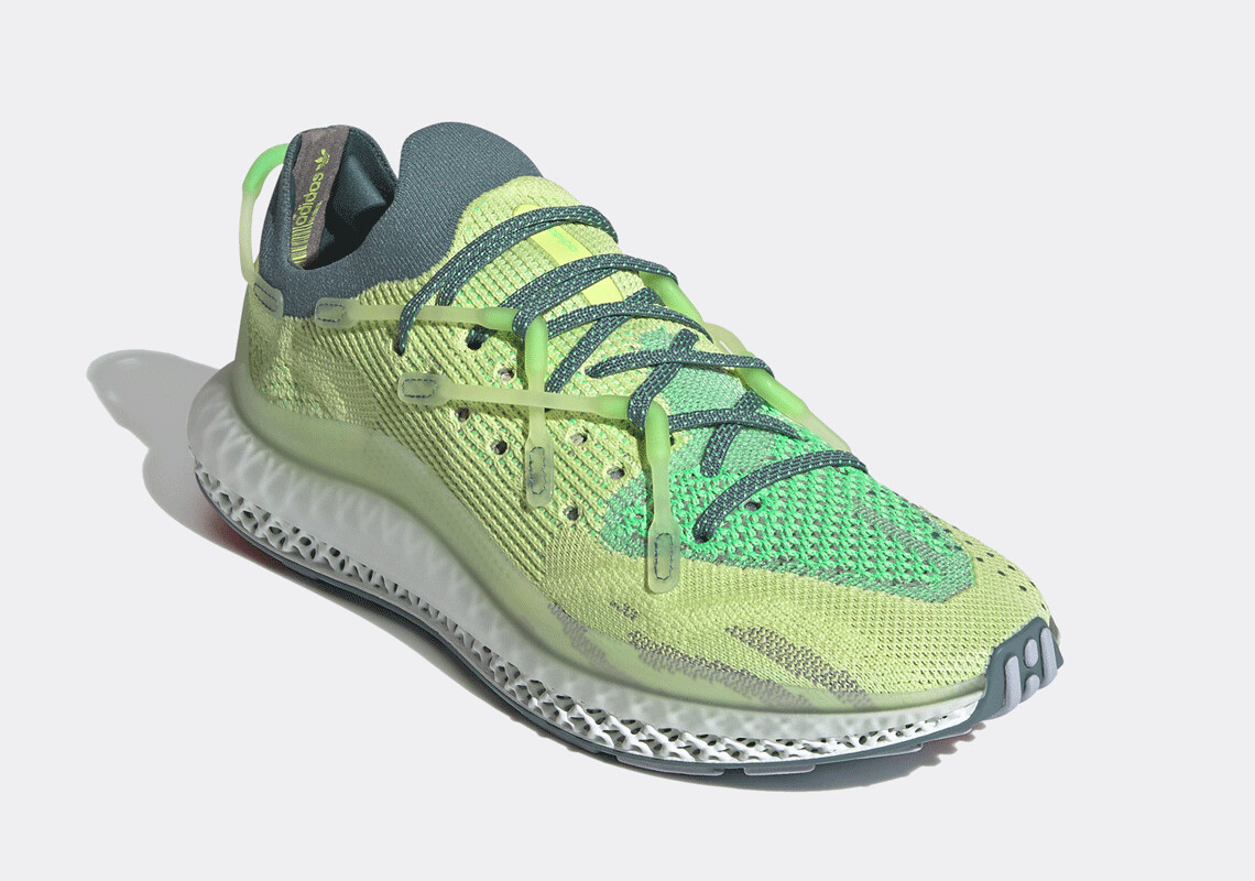 ADIDAS ORIGINALS ADIDAS 4D FUSIO MEN'S US 12 FROZEN YELLOW GREEN WHITE LEMON LIME RETRO 3D PRINT