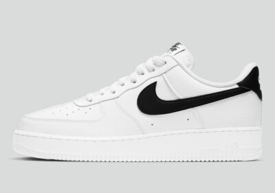 Nike Air Force 1 '07 Low White Black Pebbled Leather CT2302-100 sz 10.5 Men's