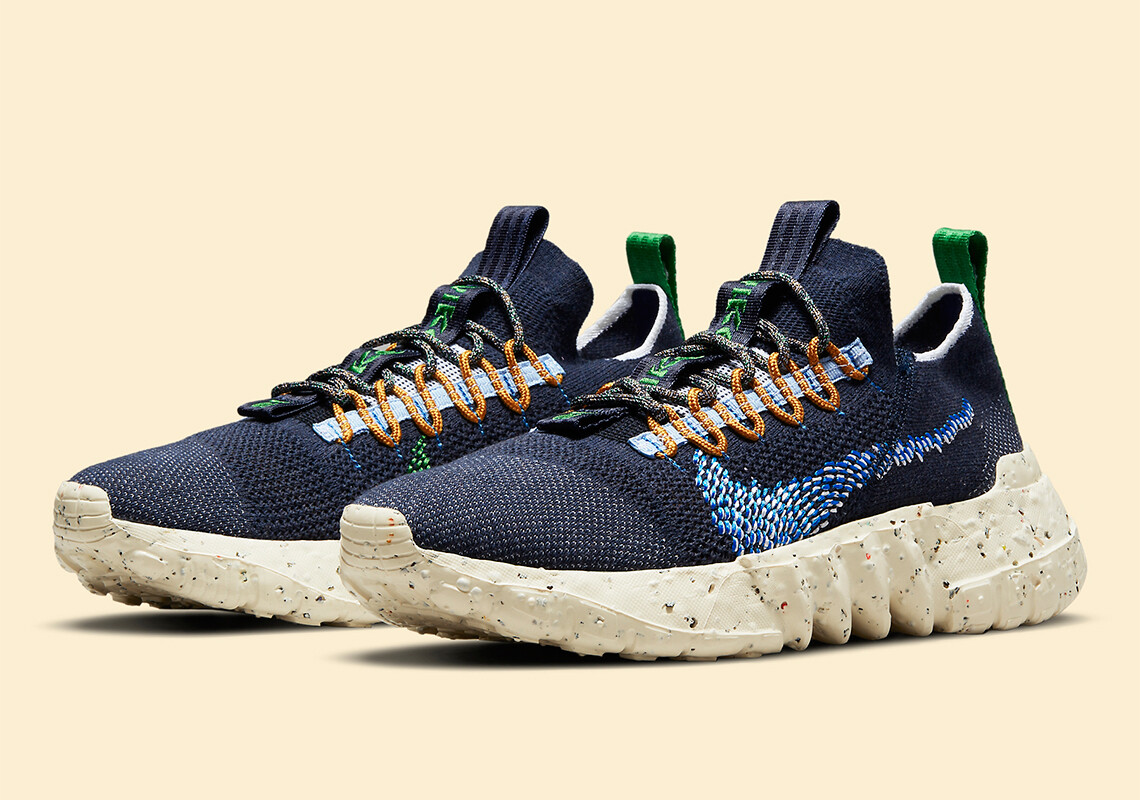 New Nike Space Hippie 01 SZ 9 Navy Obsidian White Green Blue