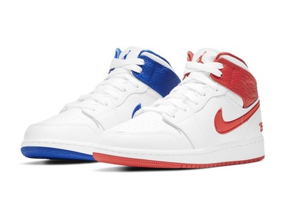 Big Kids Jordan 1 Mid SE 85 White/Multi-Chile Red (DH0200 100) — 7