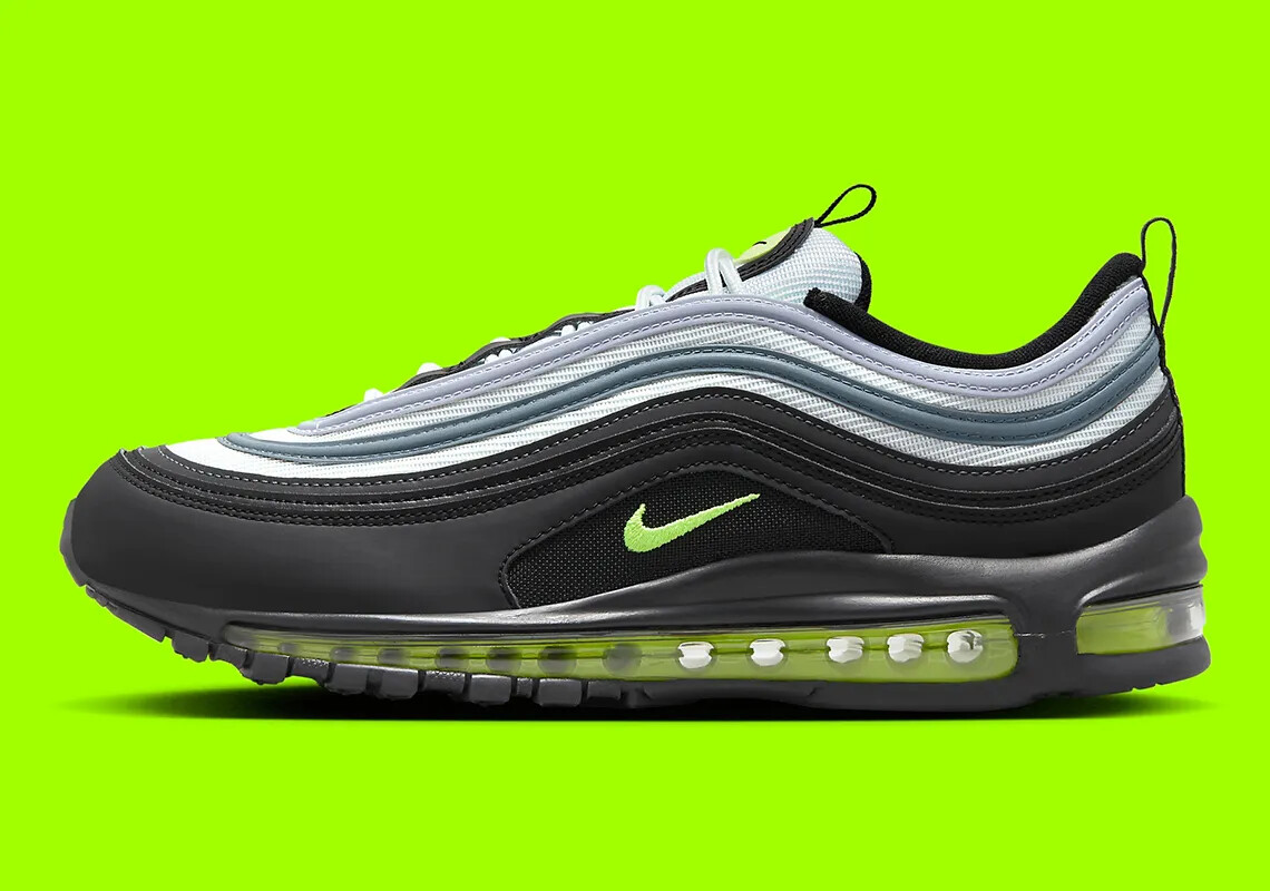 

Мужские кроссовки Nike Air Max 97 Icons Platinum Black Volt DX4235-001, Черный, Nike Air Max 97