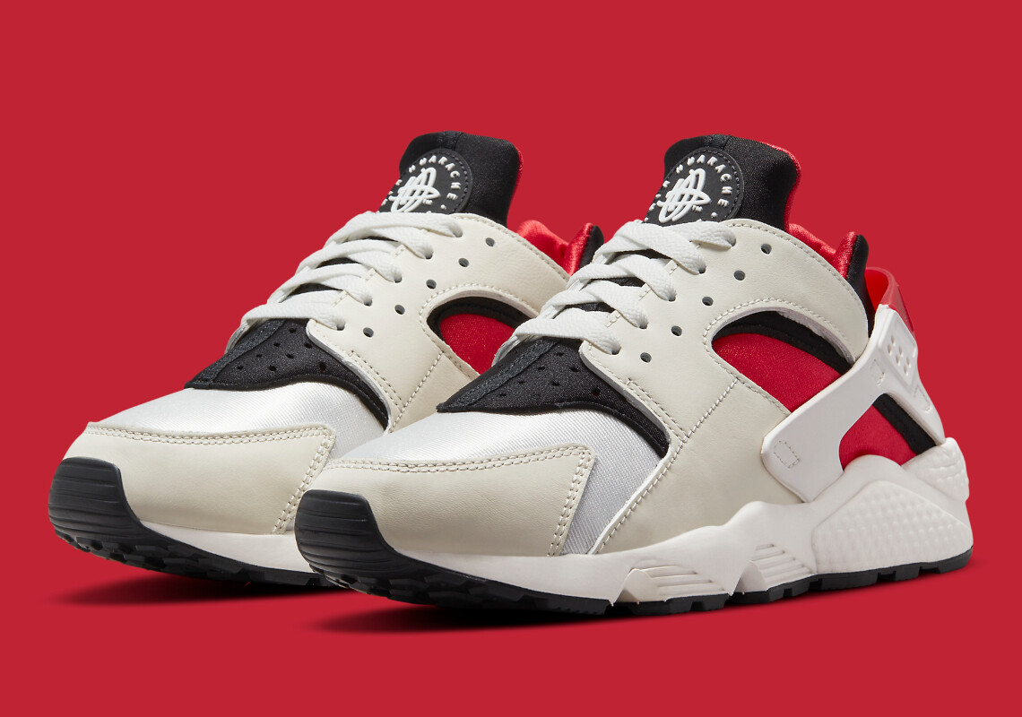 Women's Nike Air Huarache Run Sail Off White Red Black