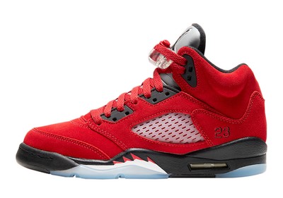 Big Kids Jordan 5 Retro Raging Bull 2021 Vrsty Red/Blk-Wht (440888 600)