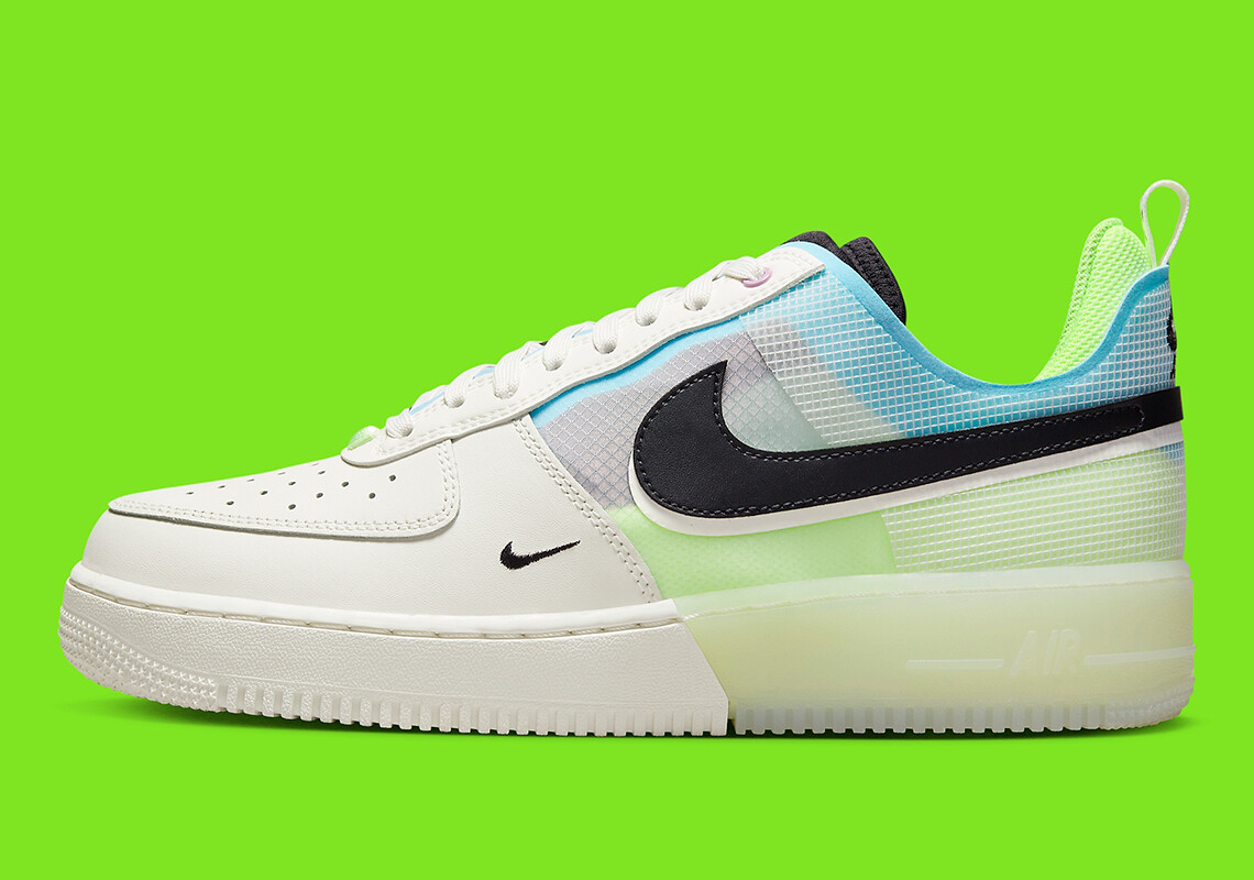 Мужские кроссовки Nike Air Force 1 React Low Sail Barely Volt, черные DM0573-101, размер 14