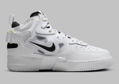 Nike mens Air Force 1 Mid React Shoes, White/Black-yellow Ochre