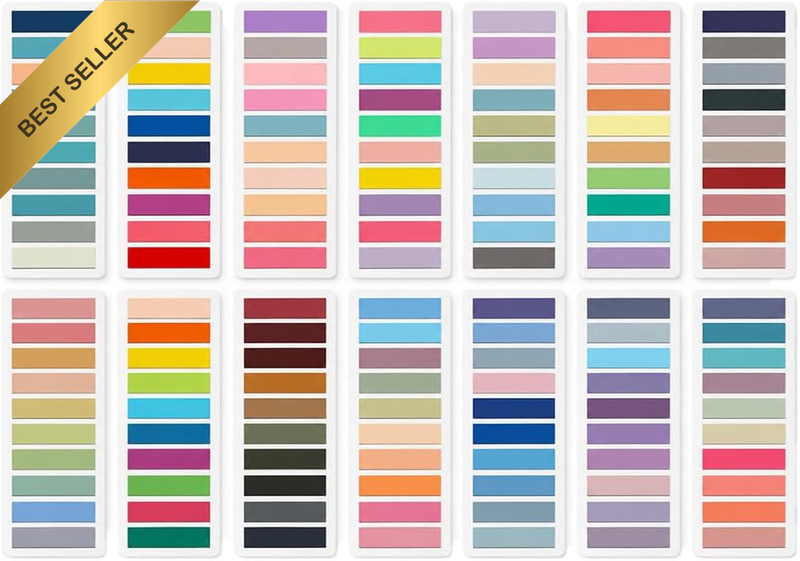 Sticky Index Tabs for Books, 2800 Transparent Page Markers 14 Colour Packs