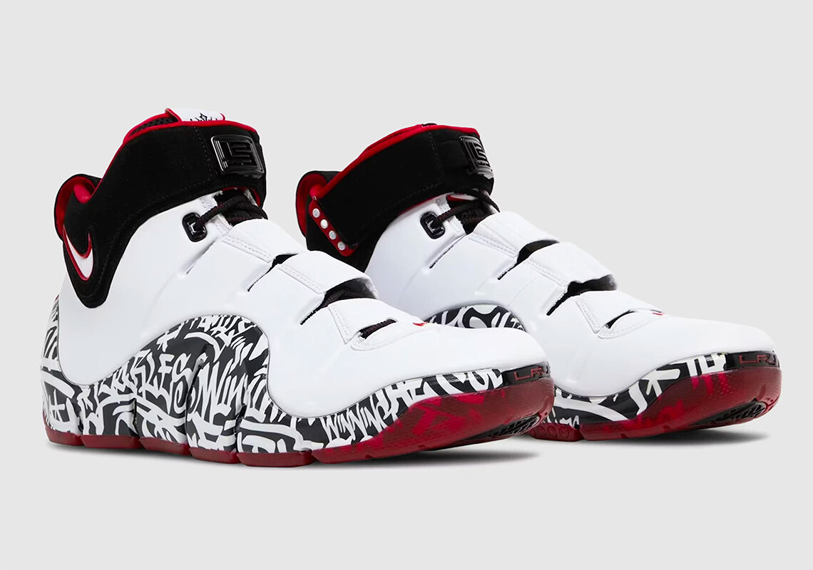 Nike Zoom LeBron IV 4 Graffiti 2023 White Red Black DJ4888-100 Men's