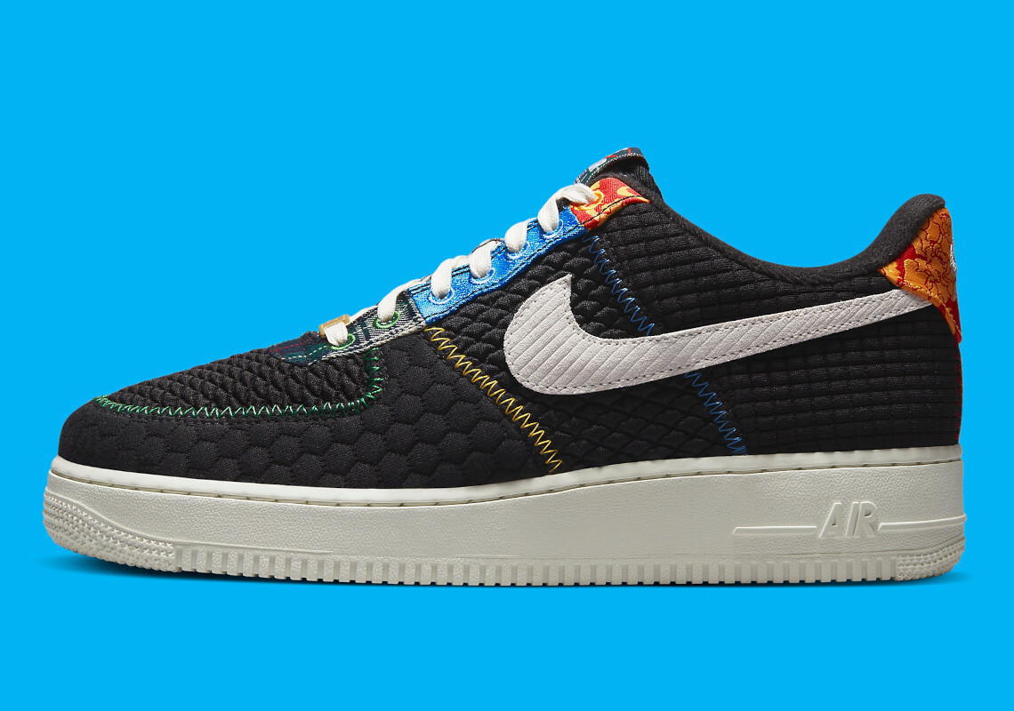 

Nike Air Force 1 07 Low Black Multi Material DZ4855-001 размер 5,5 мужские = 7 женских, Черный, Nike Air Force 1