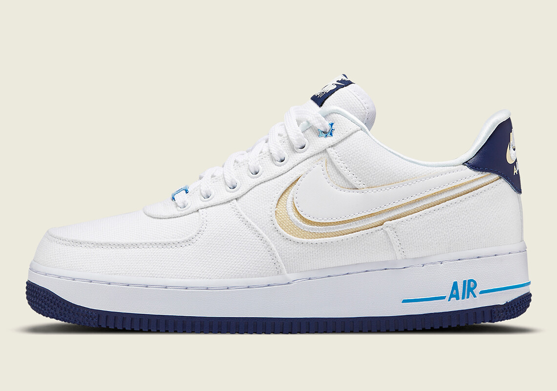 

Мужские кроссовки Nike Air Force 1 Low PRM White Fossil Sail Blue Void Navy DB3541-100 размер 12,5, Белый, Nike Air Force 1