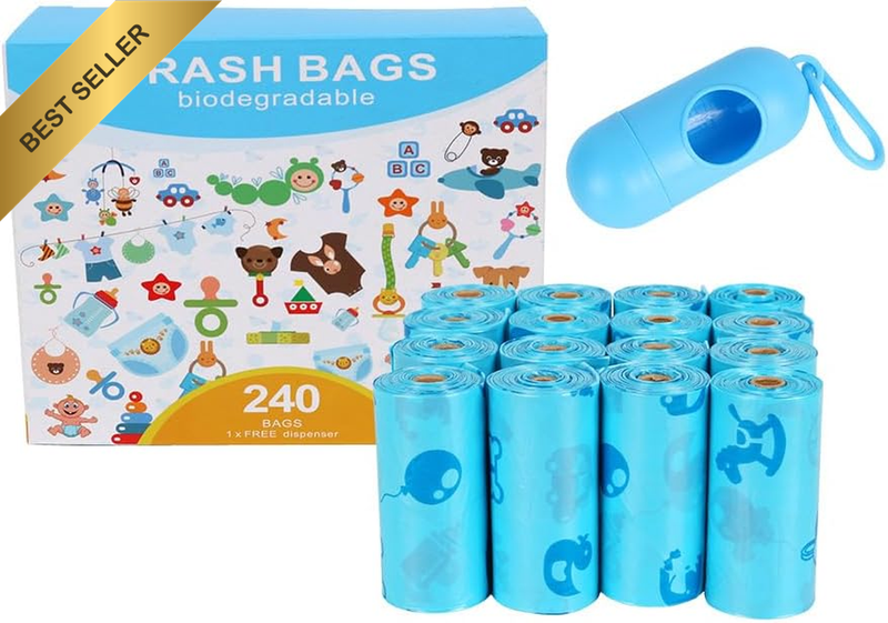 Disposable Baby Diaper Bags 16 Rolls 240Pcs Nappy Sacks Biodegradable Compostabl