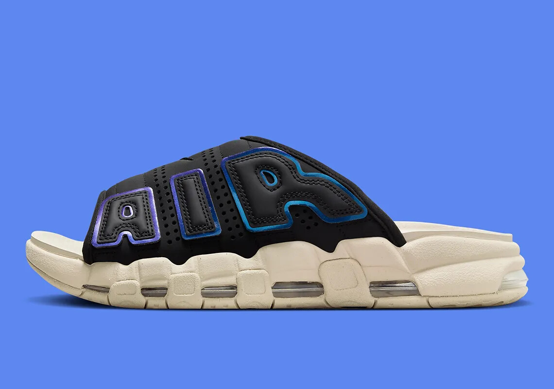 

Мужские размеры Nike Air More Uptempo Slide Black Sanddrift Iridescent FB7799-001, Черный, Nike Air More Uptempo