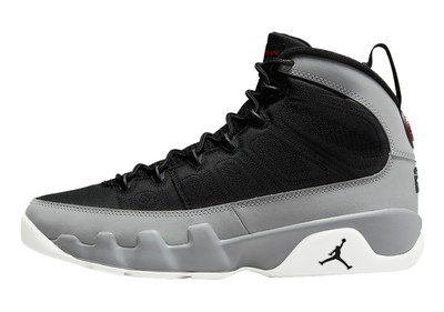 

Мужские кроссовки Jordan 9 Retro Particle Grey черные/красные (CT8019 060), Black/university red