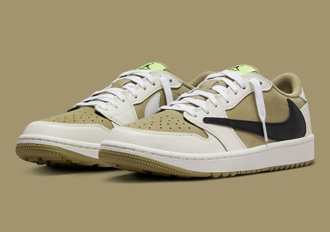 シューズ(男性用) AIR JORDAN1 RETRO LOW GOLF NEUTRAL OLIVE Jordan 1 Retro Low Golf Travis Scott Neutral Olive – Common Hype
