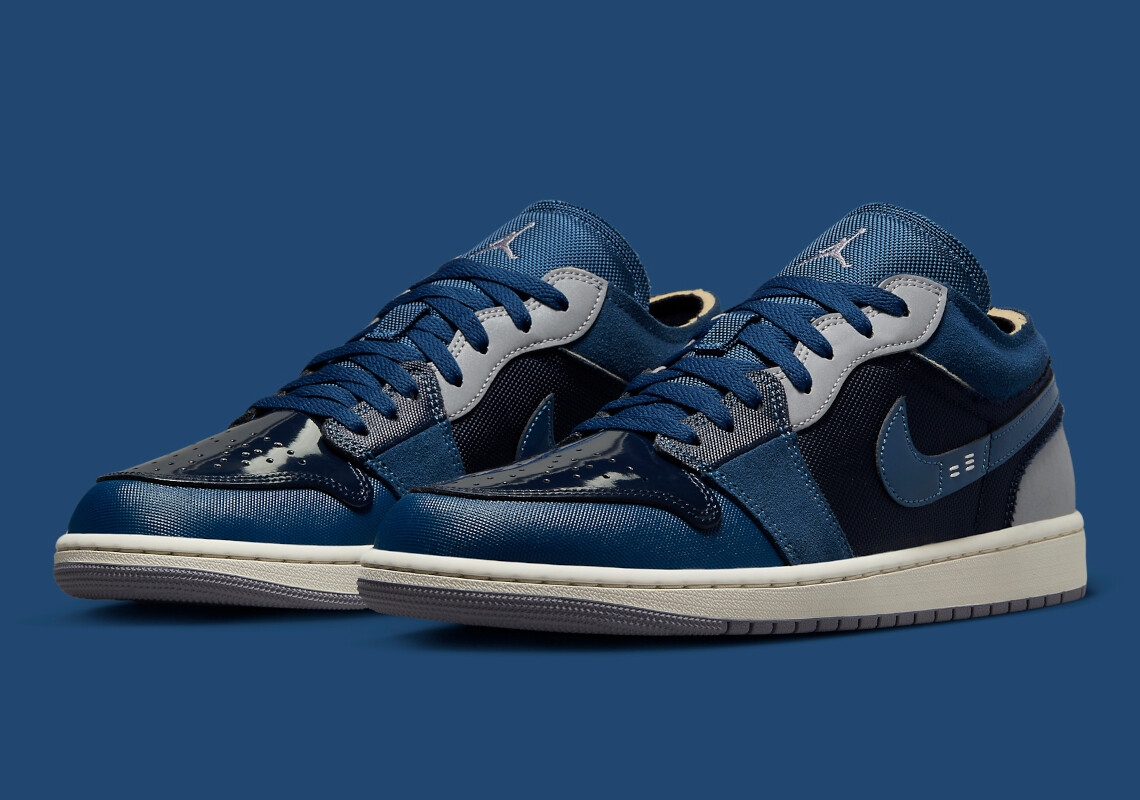 

Мужские кроссовки Nike Air Jordan 1 Low Craft Obsidian DR8867-400 US6-12, Синий, Nike Air