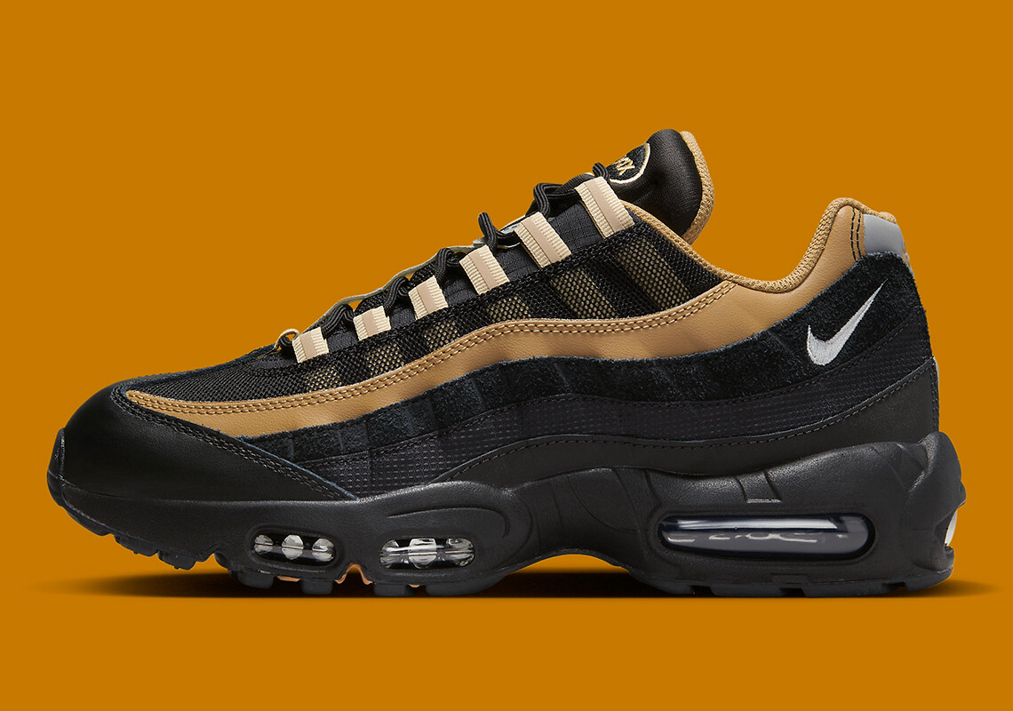 

Мужские кроссовки Nike Air Max 95 Black Elemental Gold Beige Sesame Silver DM0011-004 sz 7, Черный, Nike Air Max 95