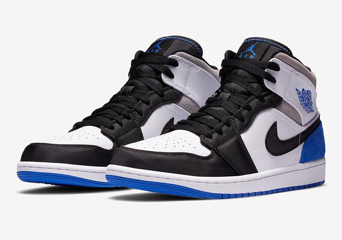 Air Jordan 1 Mid SE Men's Size 8 White/Hyper Royal-Black