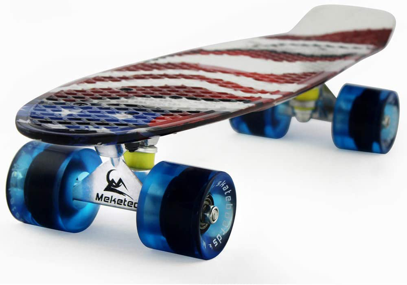 MEKETEC NEW Skateboard Complete 22.5 x 6 Cruiser Penny Kicktail Deck American ..