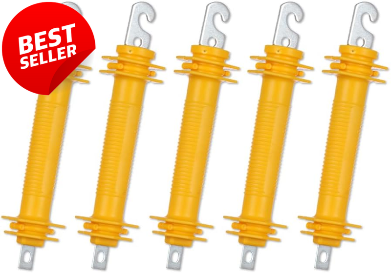 5PCS Electric Fence Gate Handle Rubber Grip Steel Hook Yellow - US