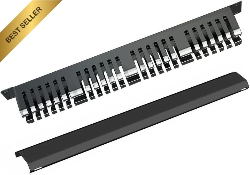 1U Cable Management Rack with Mounting Screws, 24 Slot/48 Port Metal Finger Duct