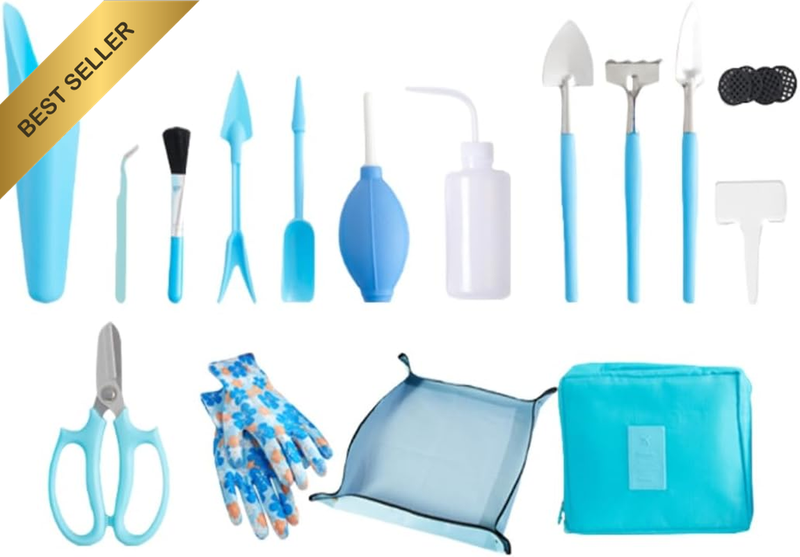 16-Piece Garden Tools Set with Bag, Stainless Steel Gardening Tools for Succulen