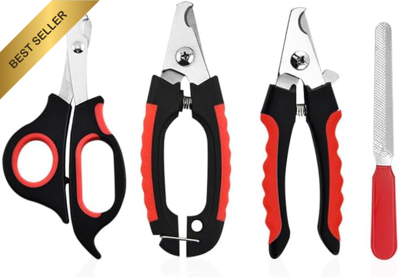 Dog Nail Clippers Trimmer Set, Quick Safety Guard to Avoid Over-Cutting, Stainle