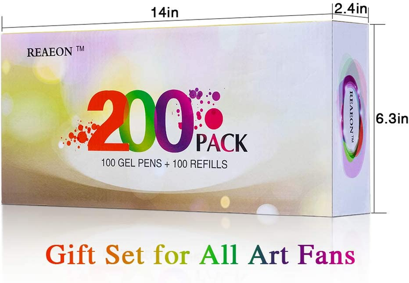 Gel Pens,Reaeon 200 Pack Pen with Case for Adult Coloring Books,100 Color Marker