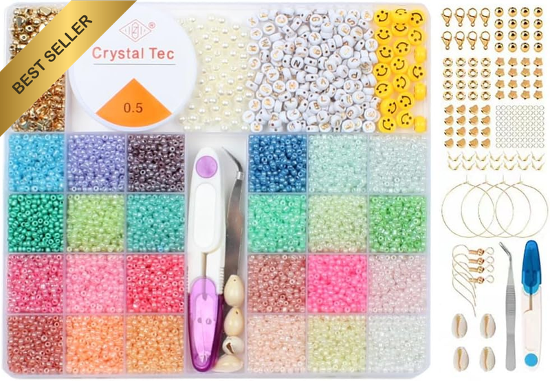 DIY Pearl Beads Jewelry Making Kit, 28 Colors round Pearls with Holes, 6000 Pcs