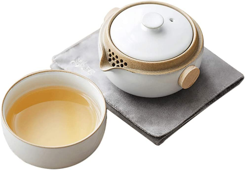 Moon White Glaze Portable Kungfu Tea Set, Ceramic Tea for On