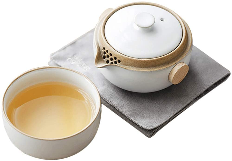 Moon White Glaze Portable Kungfu Tea Set - Ceramic Tea for O