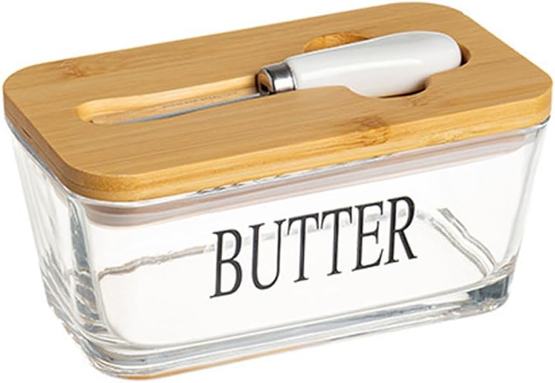 Glass Butter Dish with Lid and Spreader, 600Ml Large Capacity Butter Keeper with