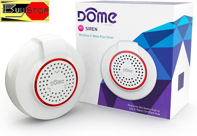 Dome Home Automation Wireless Z-Wave Battery-Powered Home Security Siren & Chime