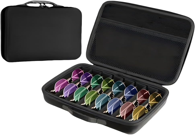 Travel Sunglasses Organizer, Adjustable Slot, Portable Eyeglasses Storage Boxes,