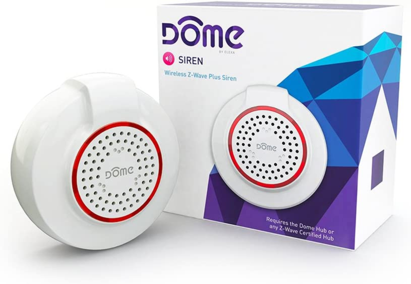 Dome Home Automation Wireless Z-Wave Battery-Powered Home Security Siren and Chi