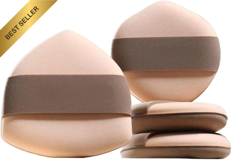 Caramel Milk Skin Makeup Sponge 6-Piece Set (3 Cotton-Shaped + 3 Shield-Shaped),