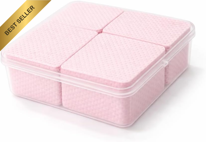 400 PCS Lint-Free Nail Wipes with Storage Box, Pink Nail Wipe Pads for Gel Nail