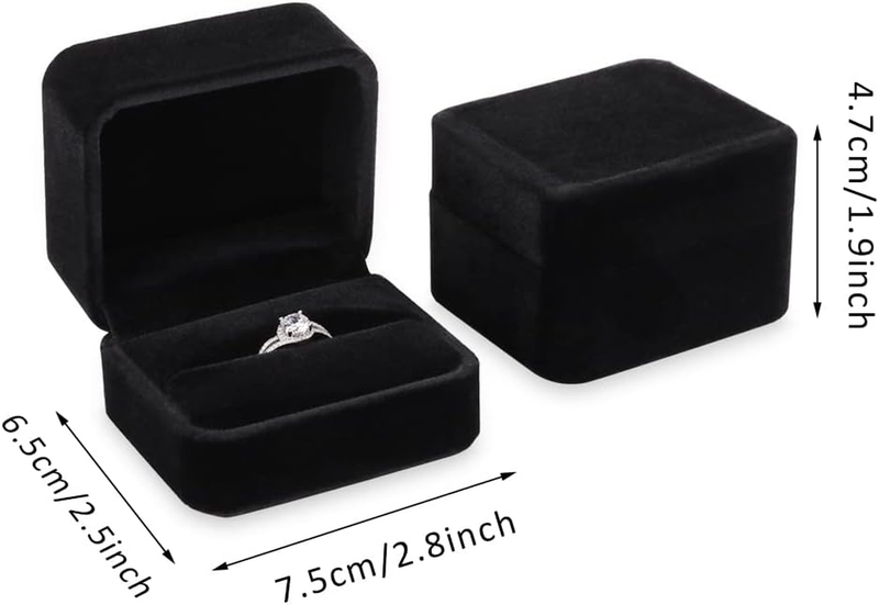 Set of 2 Unit Classic Velvet Couple Double Ring Box Earring Jewelry Case Gift Bo