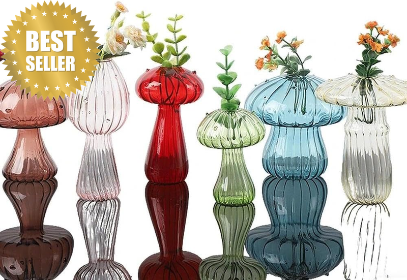 Mushroom Propagation Station Glass Vase Set of 6 for Plant Clippings and Cutting