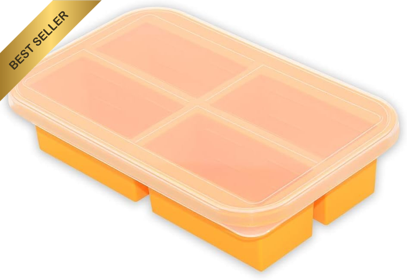 1-Cup Extra Large Silicone Freezing Tray with Lid,Silicone Soup Freezer Molds, F