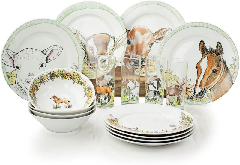 16-Piece Dinnerware-Set with Drinking Glasses