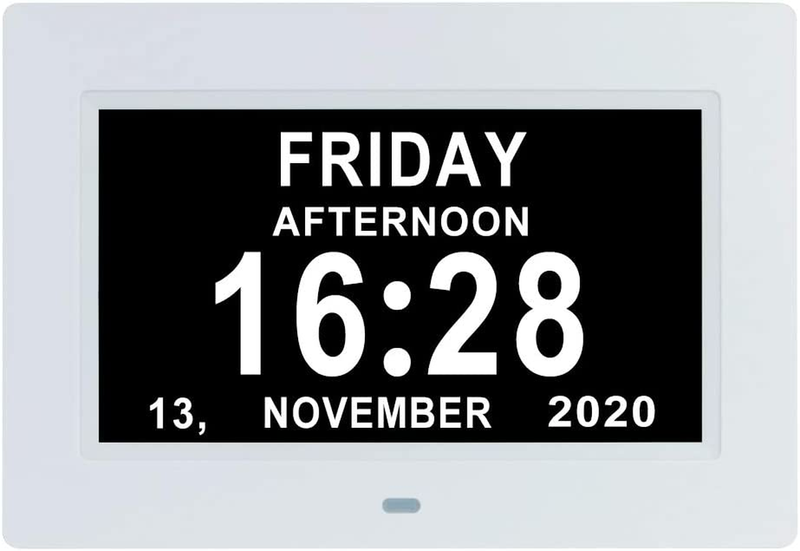 Clock with Day and Date for Elderly, 12 Alarm Options, Digit