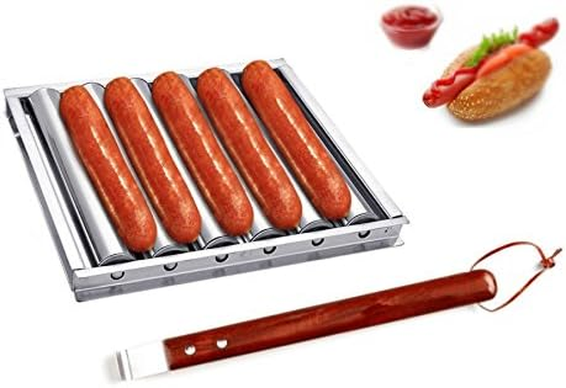 Charcoal Stainless Steel Hot Dog Sausage Roller Rack Steamer w...